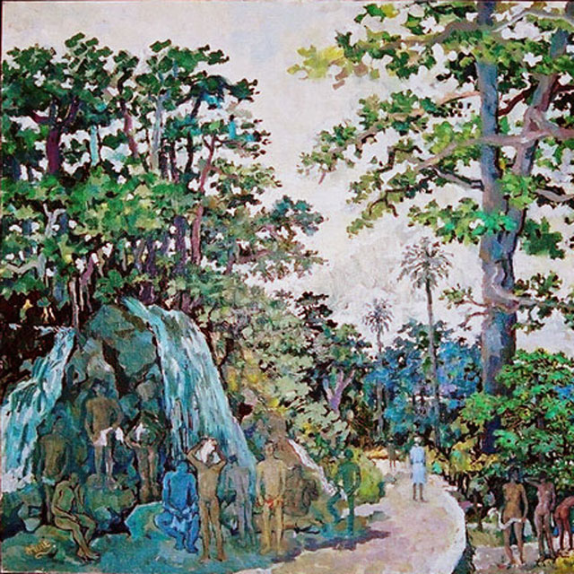 Painting by Albert Huie - Waterfalls 