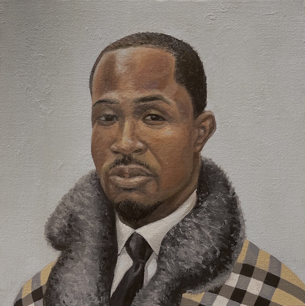 Greg Bailey's oil-on-canvas portrait of a Jamaican man in a fur coat