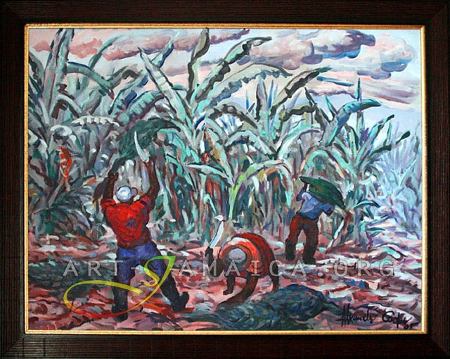 Alexander Cooper painting of a Jamaican Banana farm