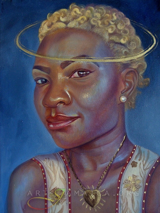 Female portrait with a halo