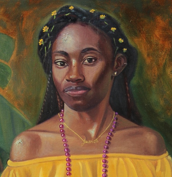 Alicia-Lisa-Brown-painting (detail) - female portrait 2019, oil on canvas