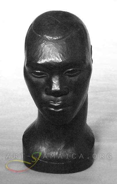 A sculpture of a head by artist A. Marriott