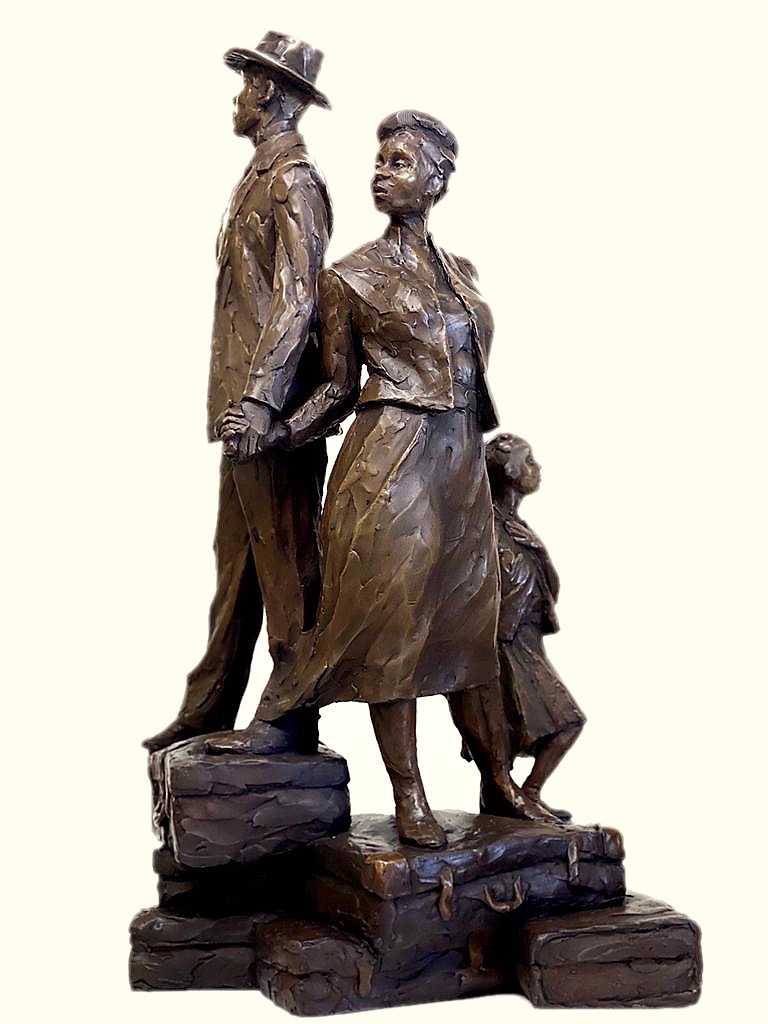 Bronze sculpture by Basil Watson: Maquette of the National Windrush Monument, London