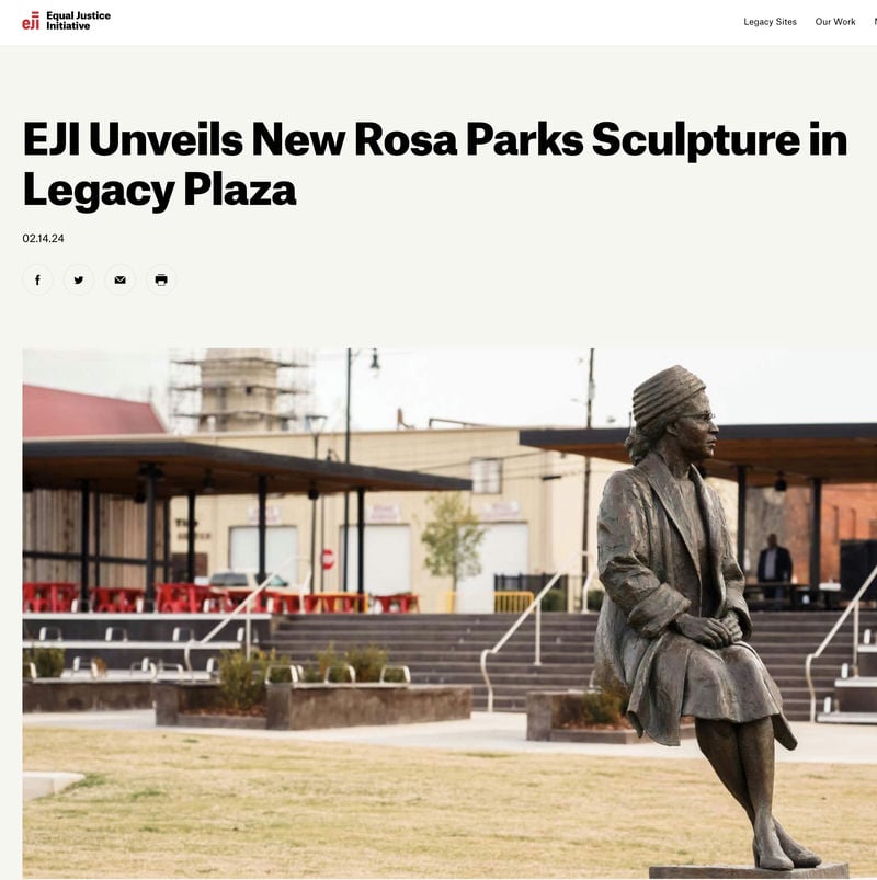 EJI Unveils New Rosa Parks Sculpture in Legacy Plaza