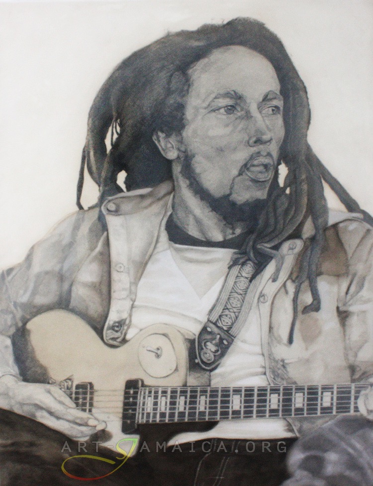 Bob Marley oil painting by artist Christopher Lawrence