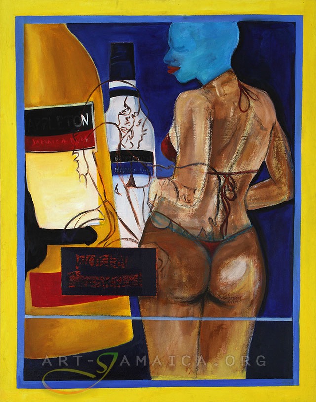 Kristina Rowe painting with female figure and bottle